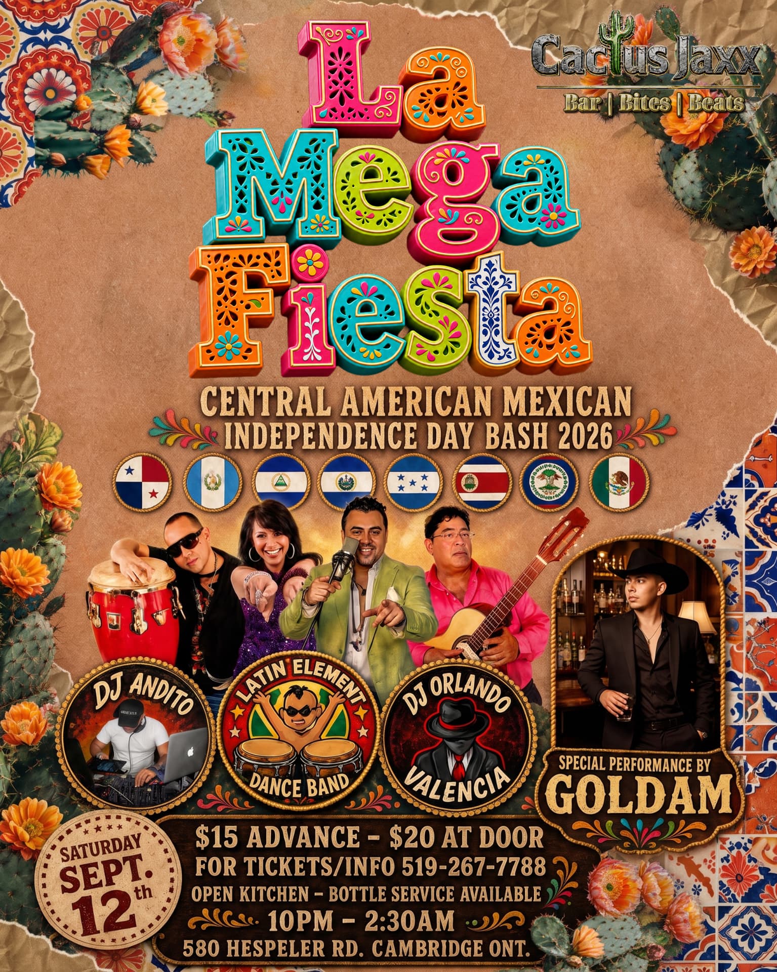 La Mega Fiesta — past event at Cactus Jaxx Cambridge, September 12, 2026
