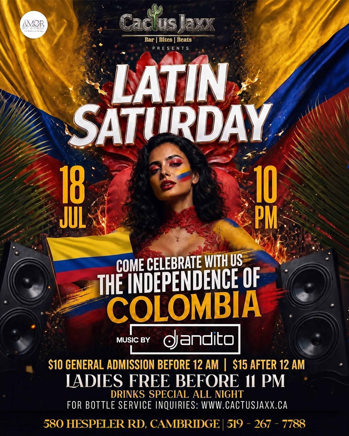 Latin Saturday — Colombia Independence — past event at Cactus Jaxx Cambridge, July 18